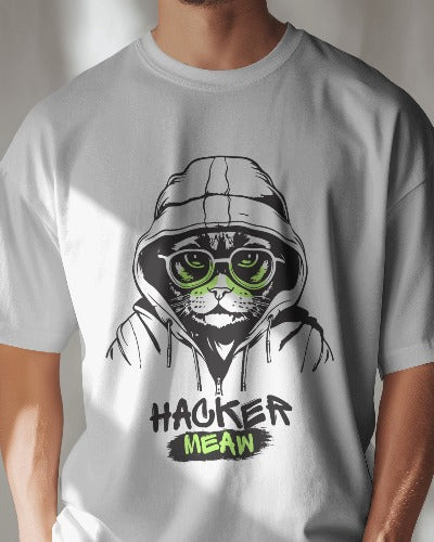 Hacker Cat Hoodie Tee - Geeky & Cool